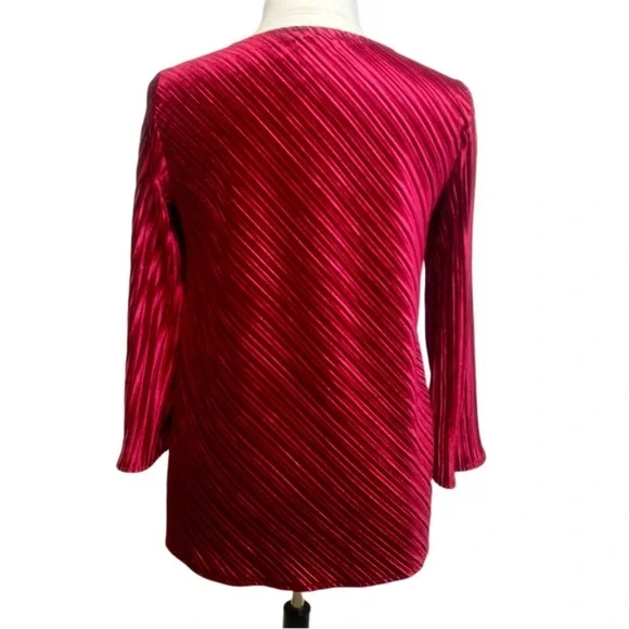 NWT Womens Plus Alfani Red Ribbed Velvet Blouse Top - Picture 2 of 6